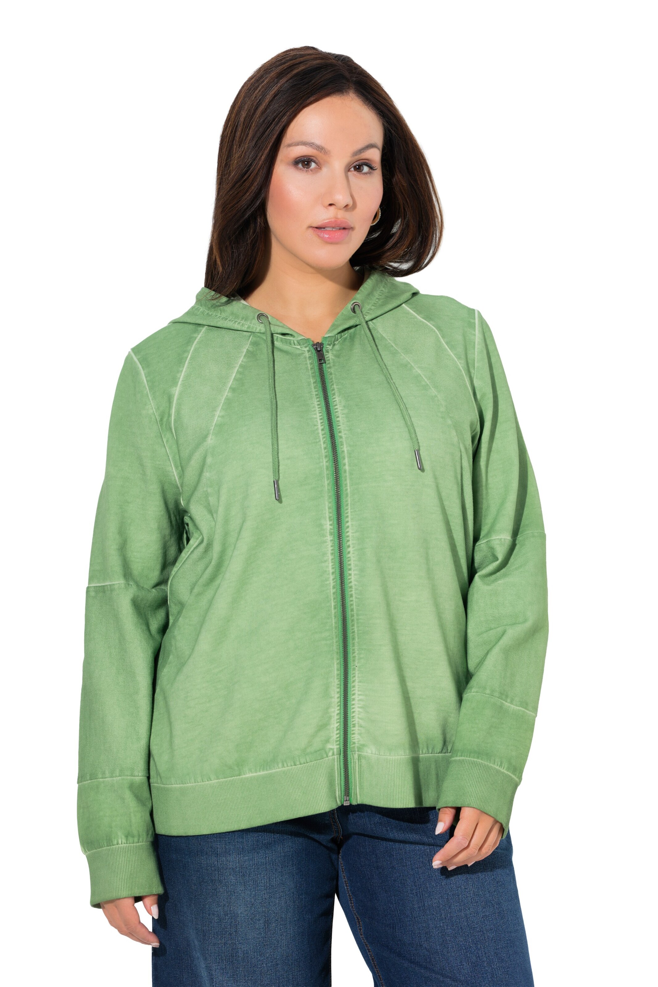 Ulla Popken Sweatjacke in Grün: Vorderseite