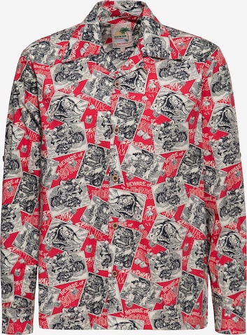 King Kerosin Button Up Shirt 'Motorpsycho' in Red: front