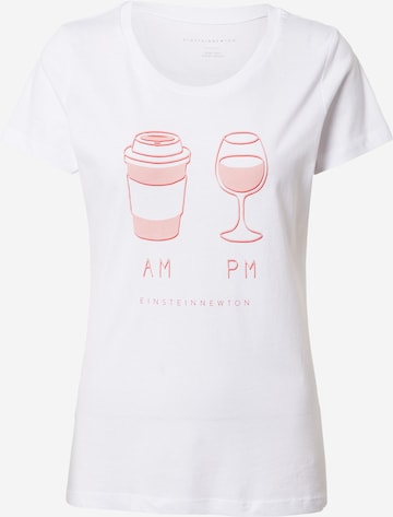 Tricou 'AM PM' de la EINSTEIN & NEWTON pe alb: față