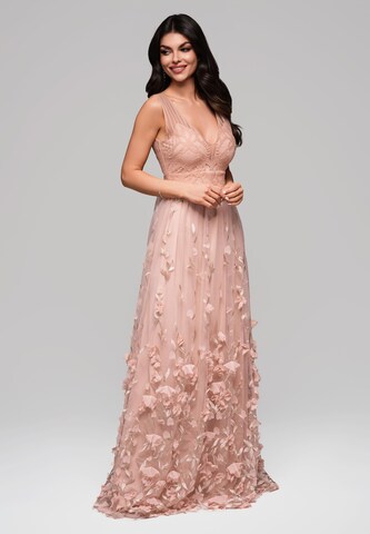 Robe de soirée Ombre en beige : devant