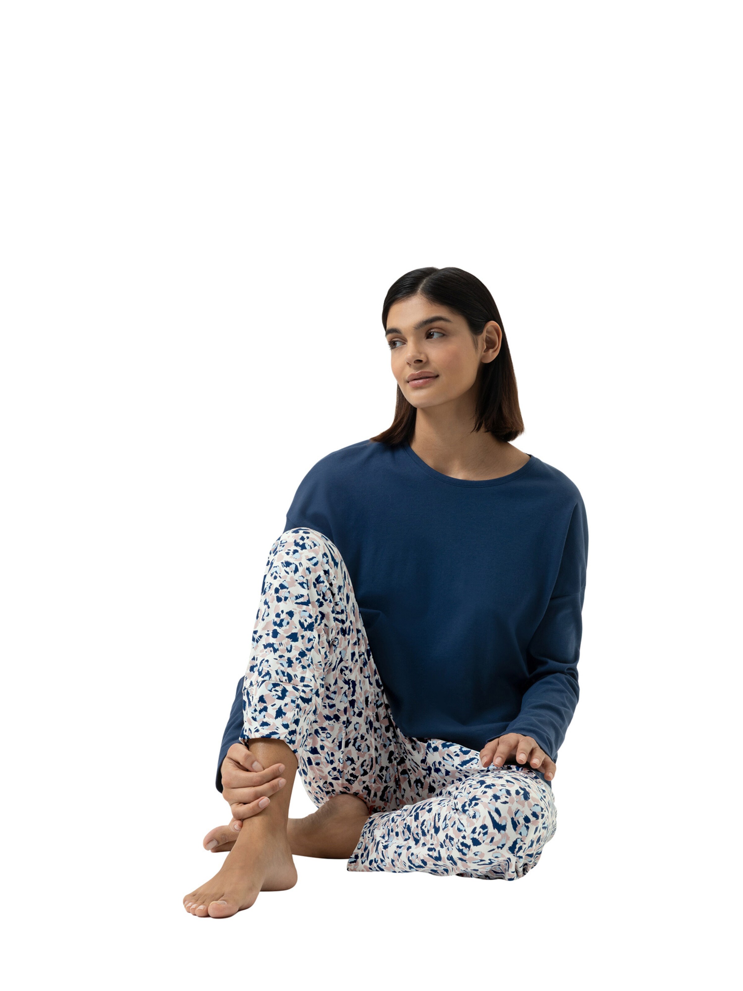 Mey Pyjama 'Soft Leo' in Blauw