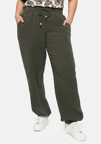 SHEEGO Zúžený Kalhoty – zelená: přední strana