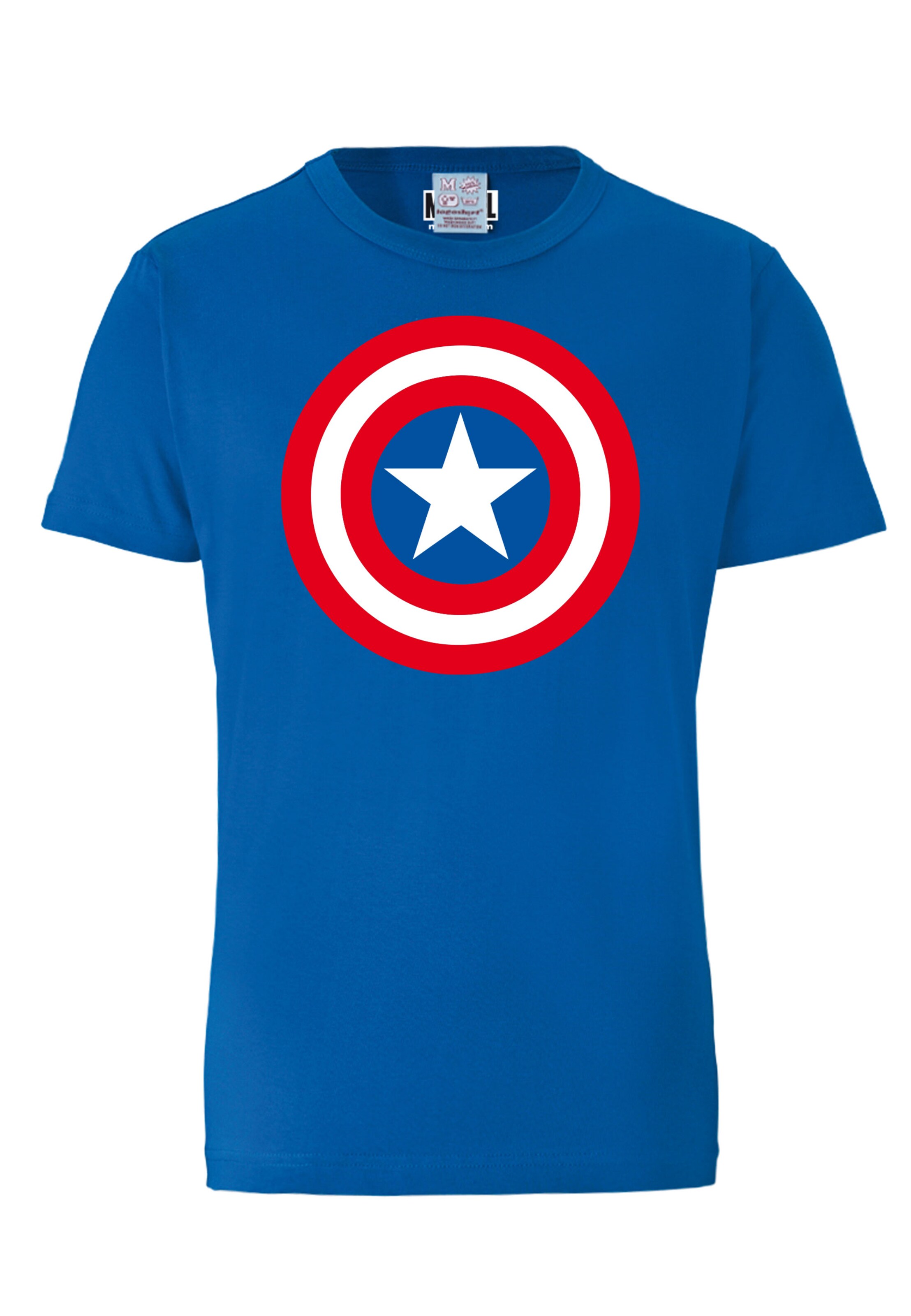 LOGOSHIRT Shirt 'Captain America' in Blauw: voorkant