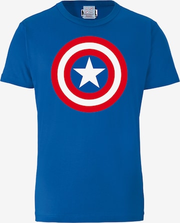 LOGOSHIRT Shirt 'Captain America' in Blauw: voorkant