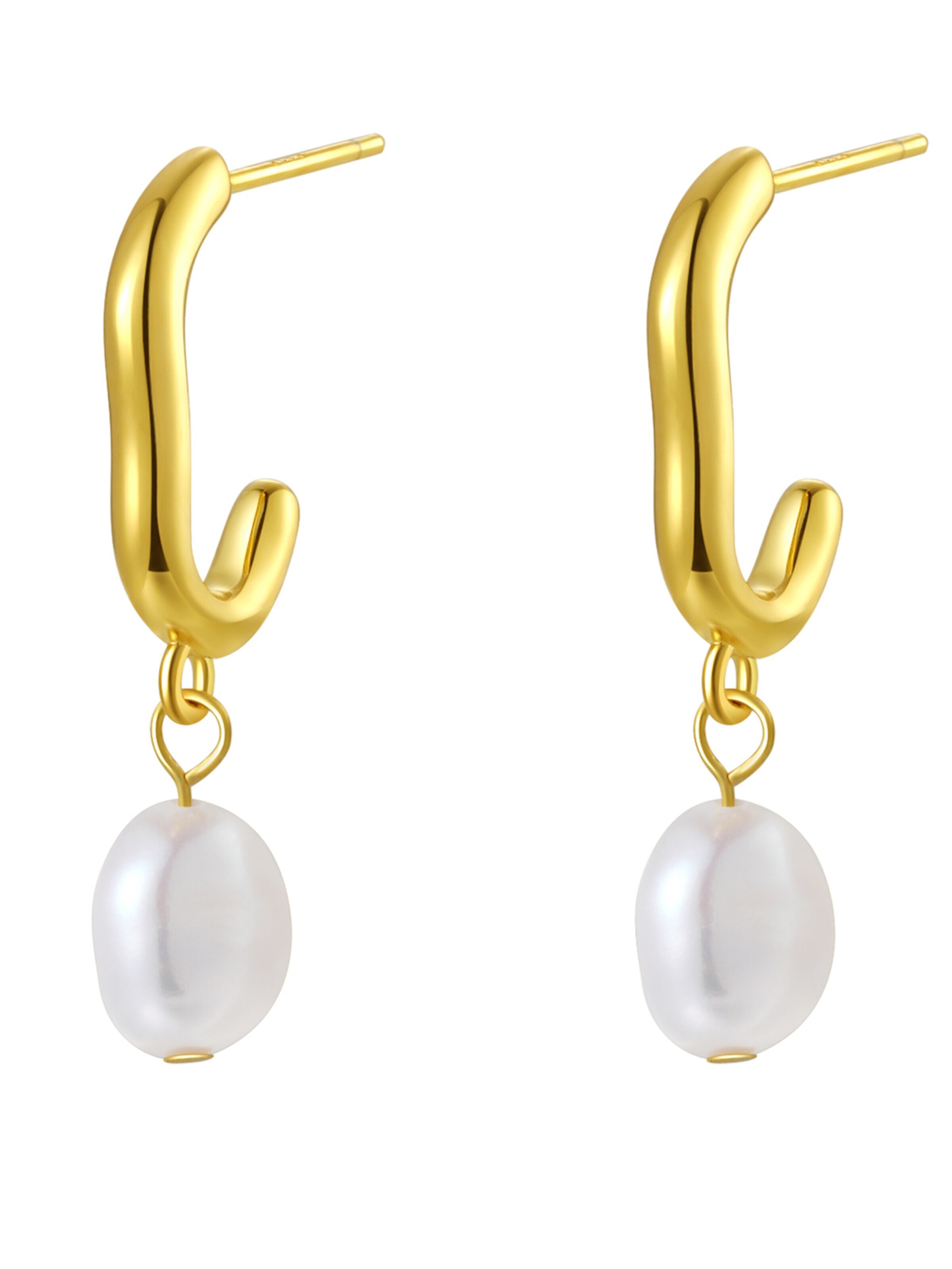 Hey Happiness Oorbellen 'Chunky Pearl' in Goud: voorkant