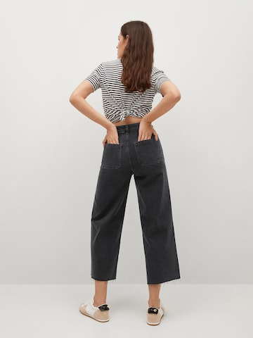 MANGO Wide Leg Jeans 'Carol' in Schwarz