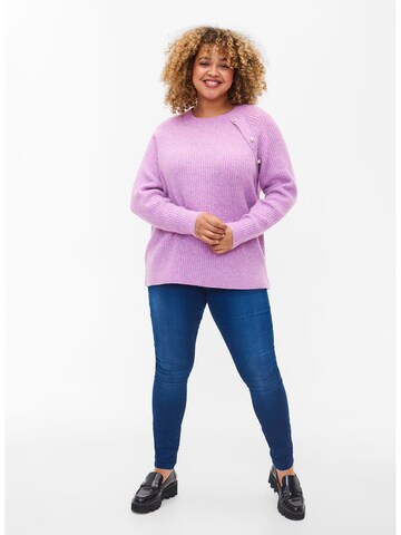 Zizzi - Pullover 'MCOMFY PEARL' em roxo