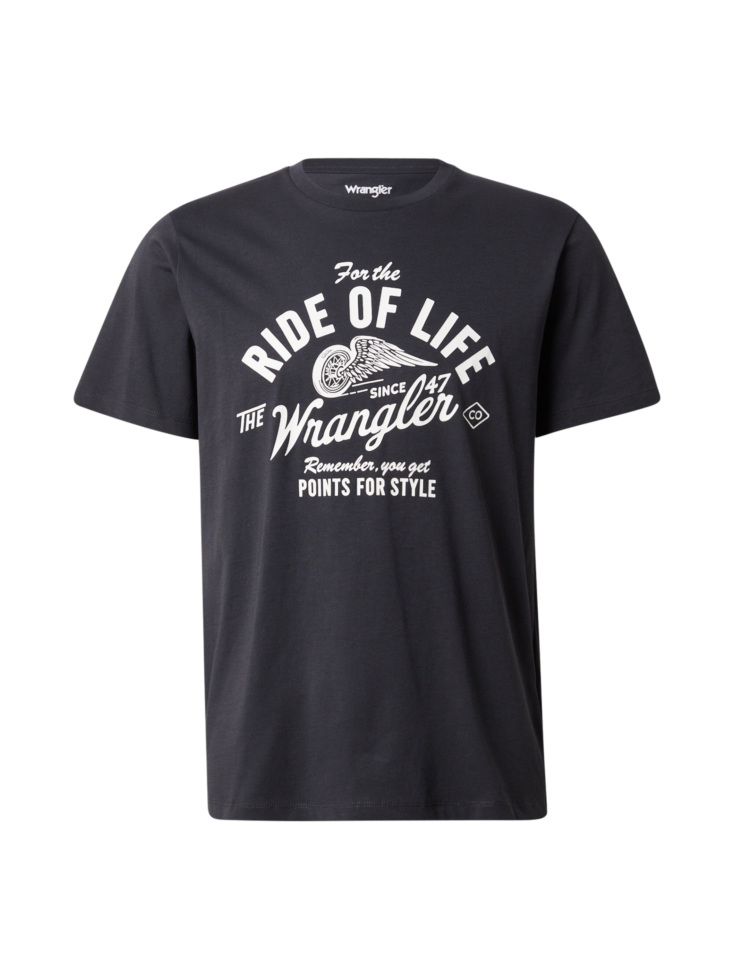 Tricou 'AMERICANA' de la WRANGLER pe negru: față