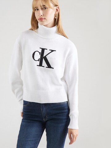 Calvin Klein Jeans Pullover 'Chenille' i hvid: forside