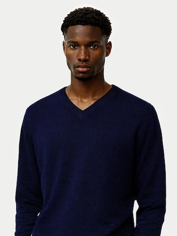 GOBI Cashmere Tröja 'Men's Essential Cashmere V-Neck Sweater' i blå: framsida