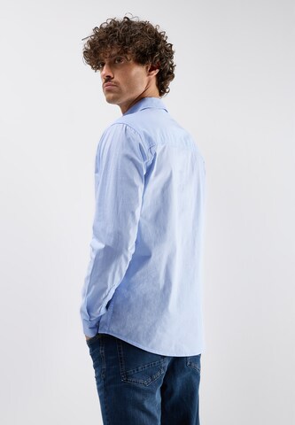 Street One MEN Regular Fit Slim Fit Popeline Hemd in Blau