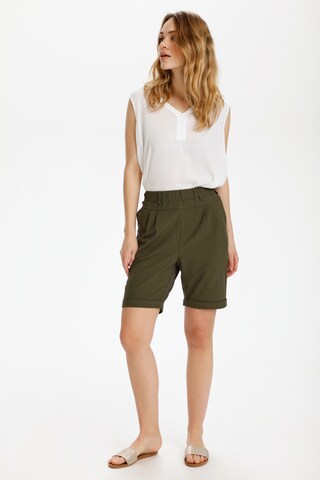 Kaffe Regular Pleat-Front Pants 'Jillian' in Green