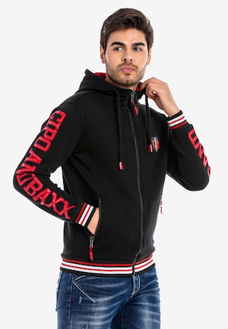 CIPO & BAXX Zip-Up Hoodie in Black: front