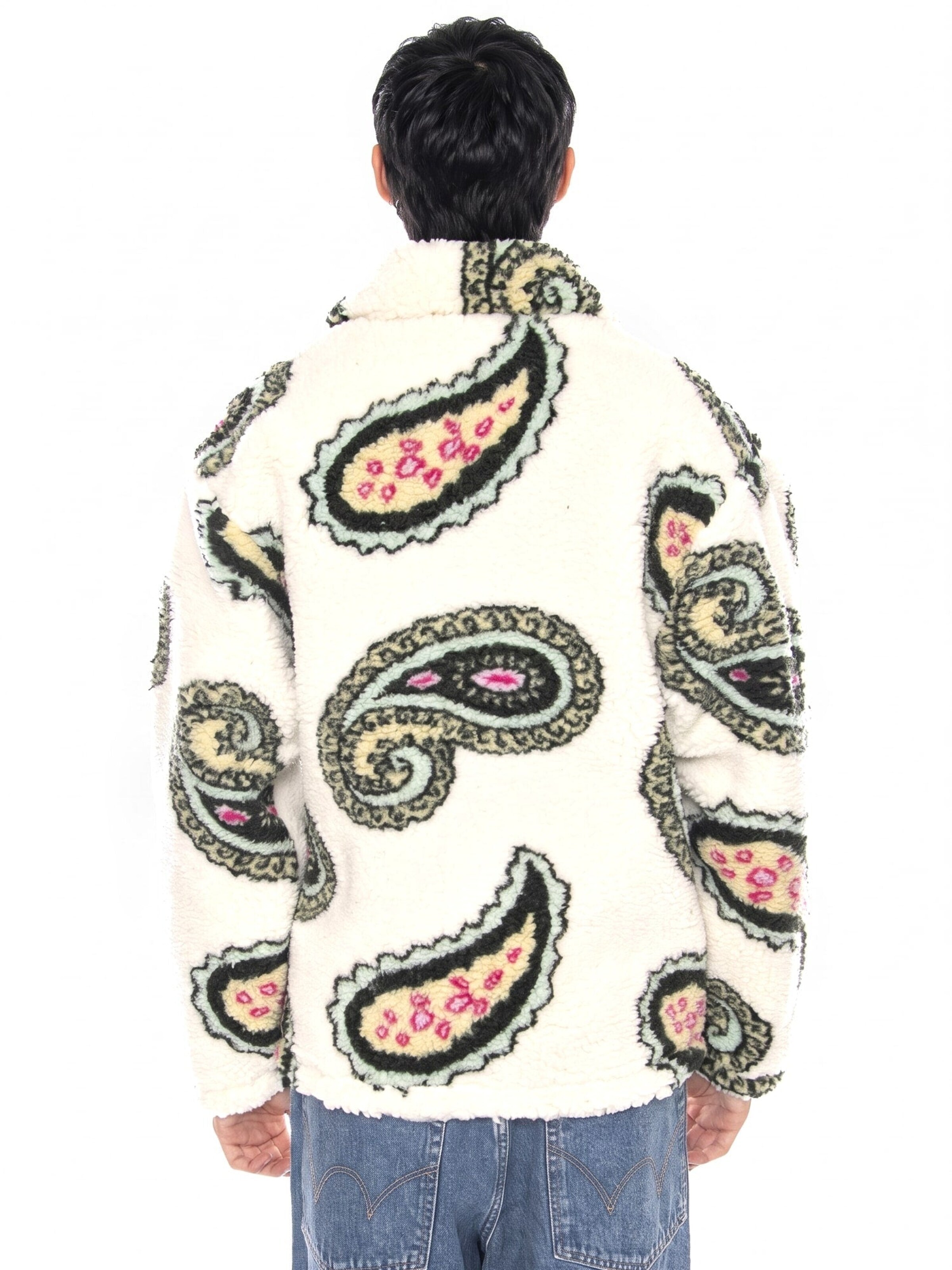 Giacca invernale 'Paisley Sherpa Jacket Unbleahed Multi' di Obey in bianco