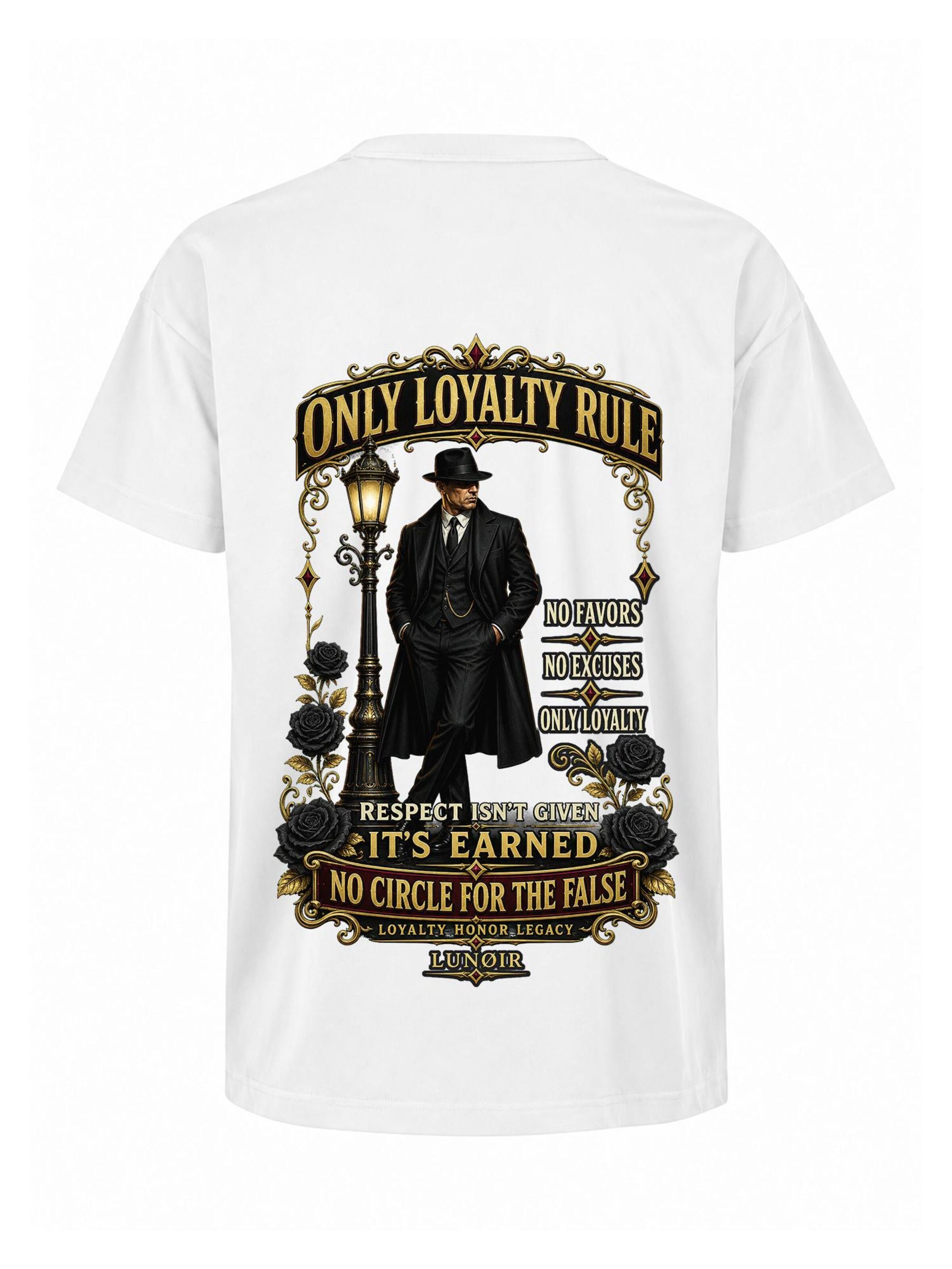 LUNØIR Studio Shirt 'Only Loyalty Rule' in Wit: voorkant