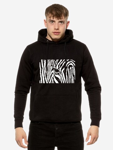 Cotton Prime Sweatshirt 'Black & White Zebra Eye' in Zwart: voorkant