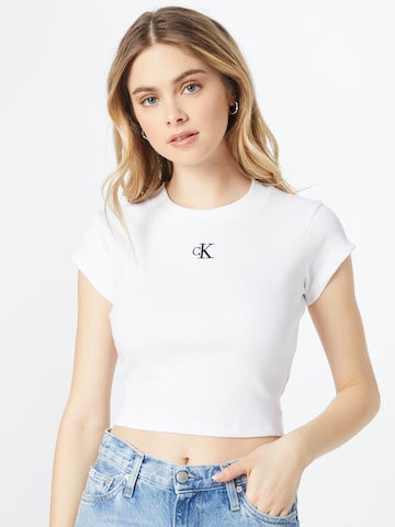 Calvin Klein Jeans regular Μπλουζάκι σε λευκό: μπροστά