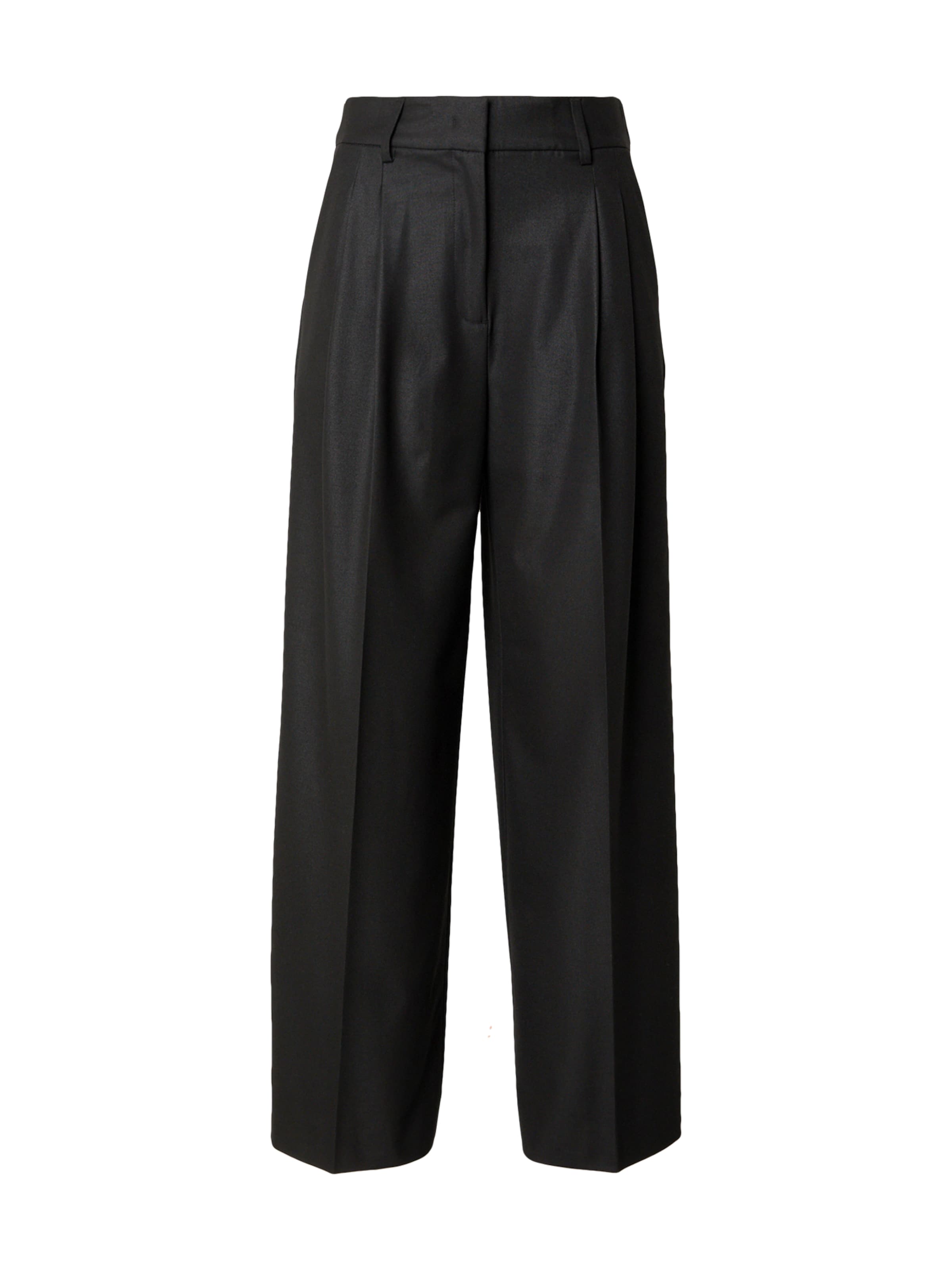 Wide leg Pantaloni con piega frontale di co'couture in nero: frontale