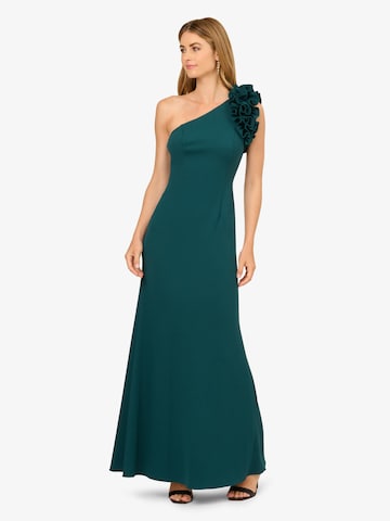 Adrianna Papell Evening dress 'One Shoulder Ruffle Crepe Gown' in Green: front