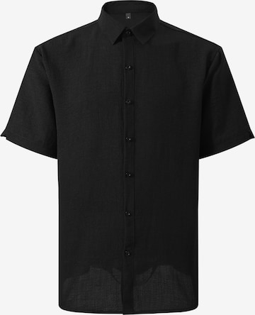 ALLTHEMEN Comfort fit Button Up Shirt 'Leichtmut' in Black: front