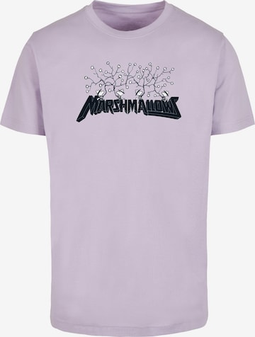 Merchcode Shirt 'Peanuts - Marshmallows' in Lila: voorkant