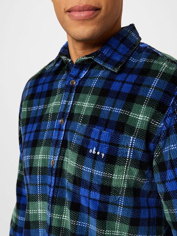 Obey Regular fit Button Up Shirt 'Andrew Woven' in Blue