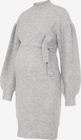 MAMALICIOUS Stickad klänning 'Lilli' i grå: framsida