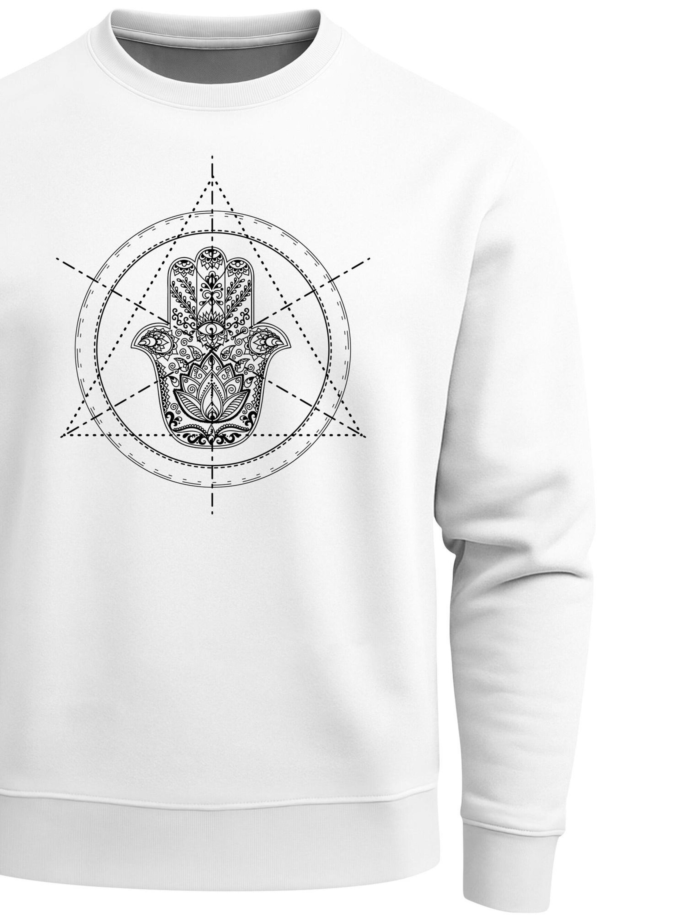 Neverless Sweatshirt 'Hamsa Hand' in White