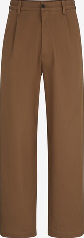 BOSS Loose fit Pleat-Front Pants 'Kaiden' in Brown: front