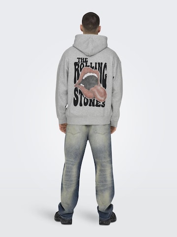 Only & Sons Sweatshirt 'ROLLING STONES' in Grey