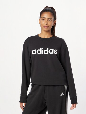 ADIDAS SPORTSWEAR Αθλητική μπλούζα φούτερ 'Essentials Linear' σε μαύρο: μπροστά