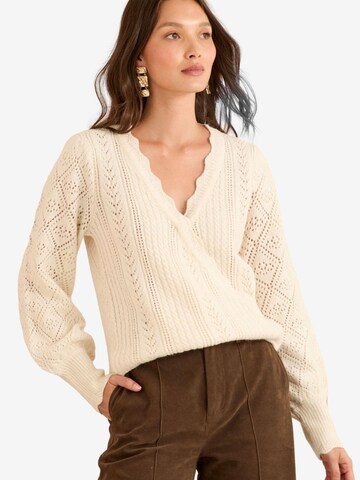 love & roses Sweater in Beige: front