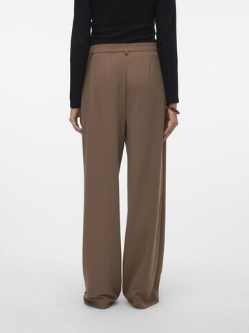 VERO MODA Wide Leg Bukser med lægfolder i brun