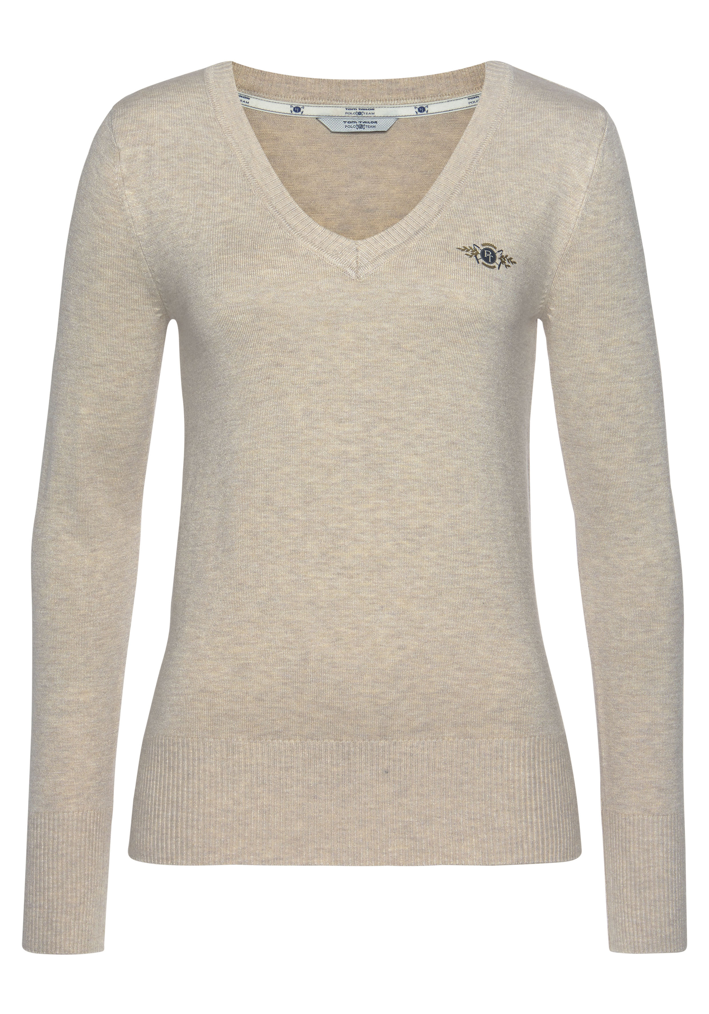 Tom Tailor Polo Team Pullover in Beige, Rot 