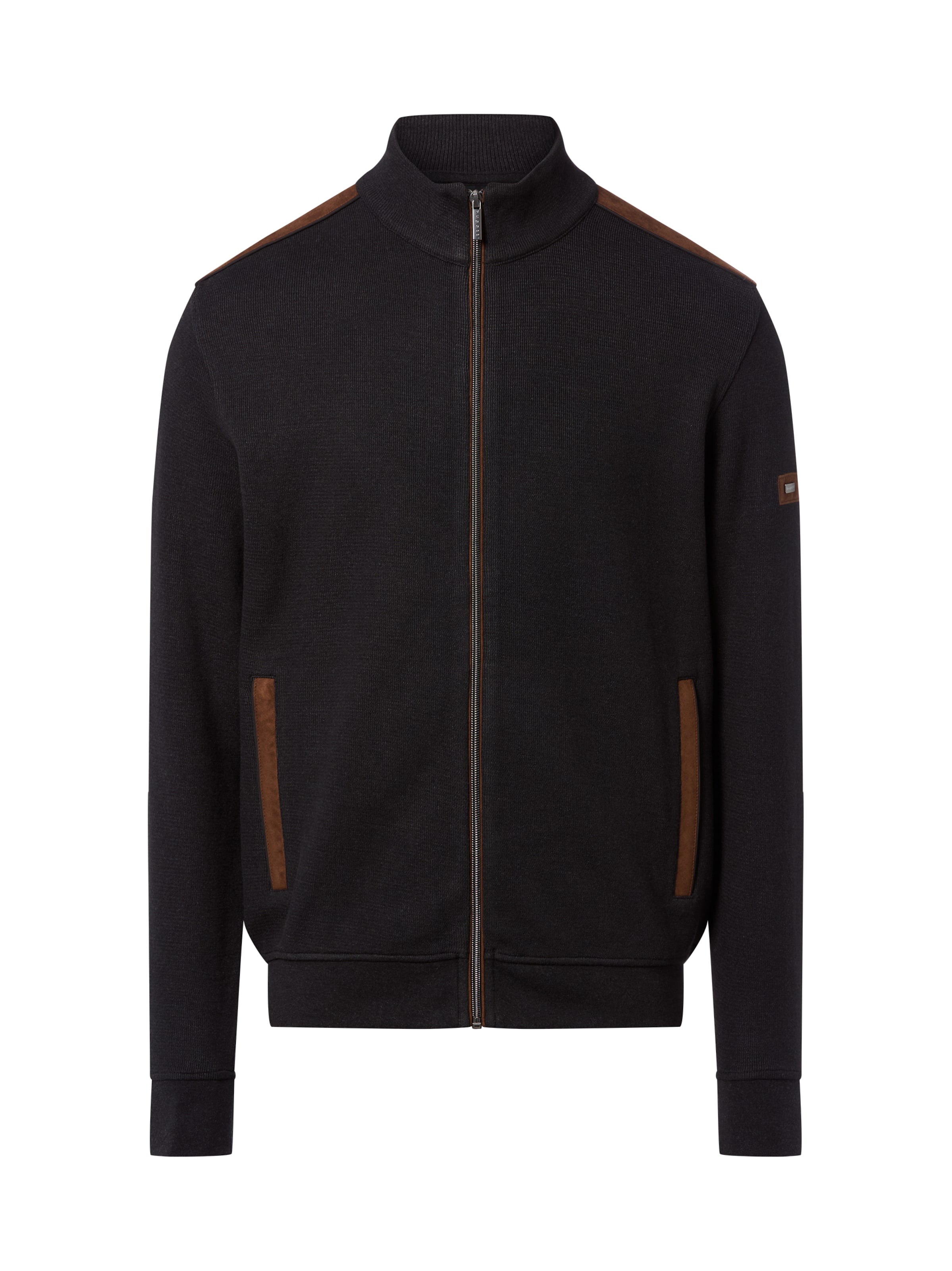 bugatti Zip-Up Hoodie in Black: front