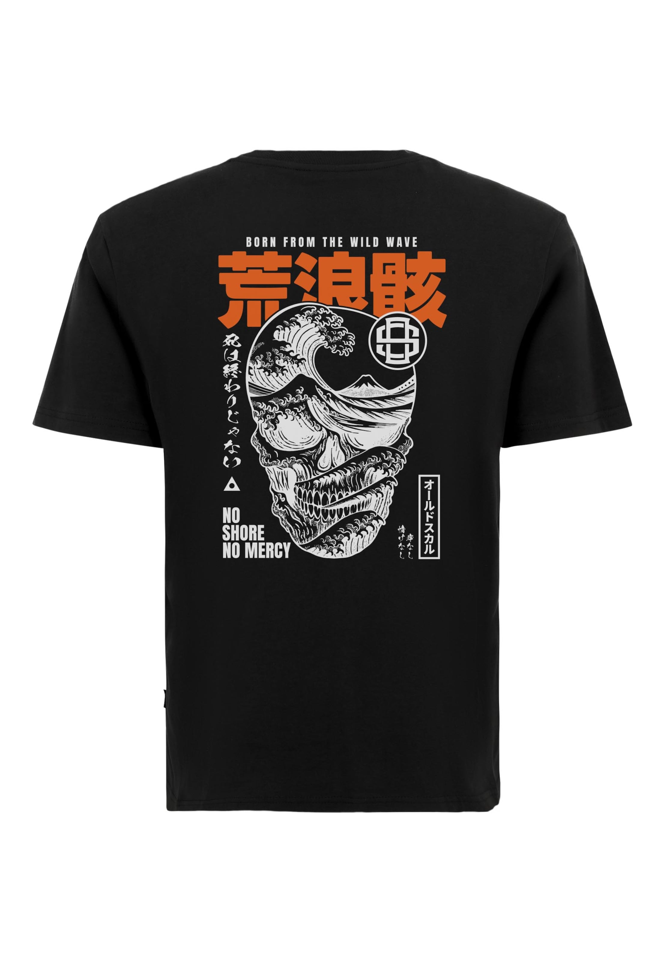 Oldskull Shirt 'Asian Big WaveSkull Graphic' in Black: front