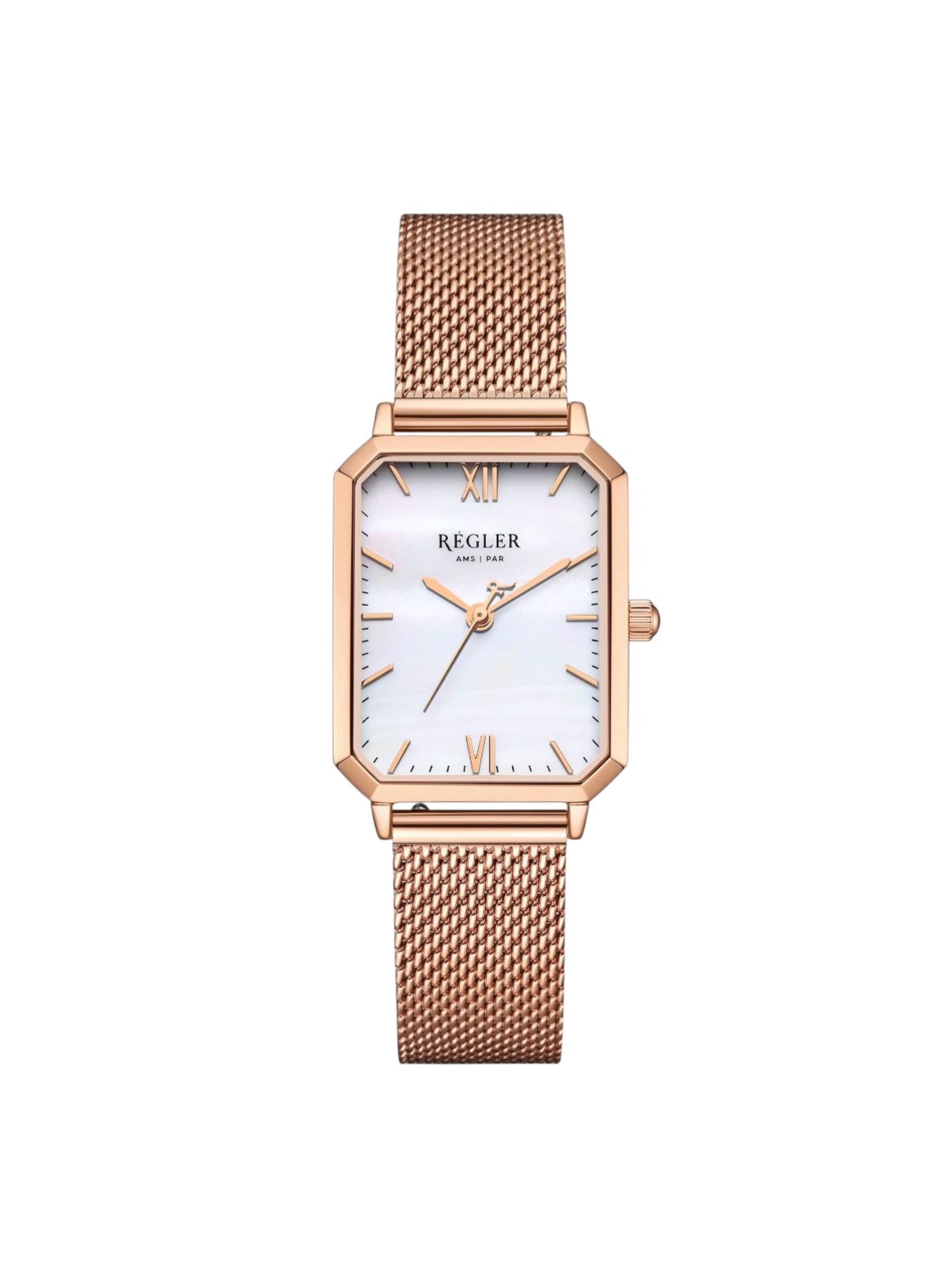Régler Zegarek analogowy 'Régler Élégance Mesh Rose Gold - Pearl' w kolorze złoty: przód