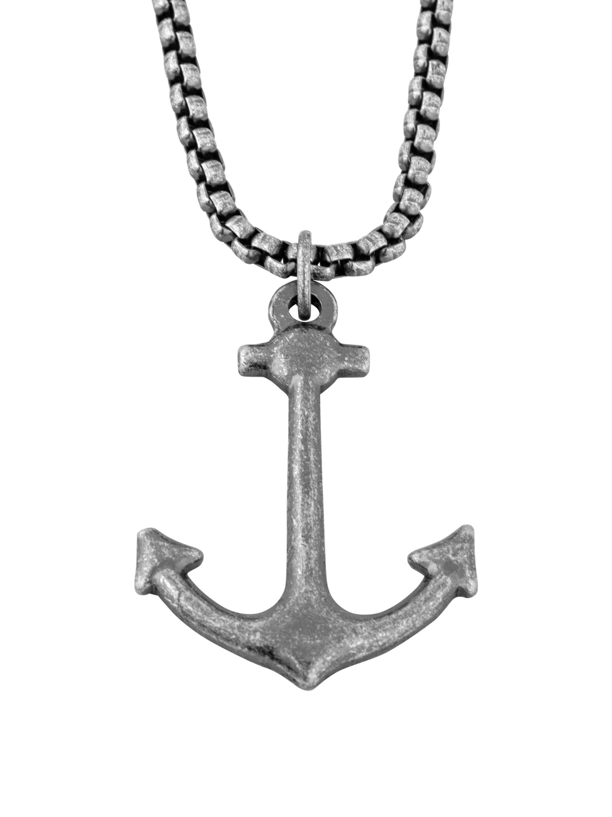 Akitsune Necklace 'Portus Anchor Pendant / Necklace Antique Silver 70 cm' in Silver