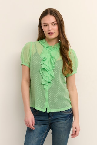 Cream Blouse 'Liba' in Groen: voorkant