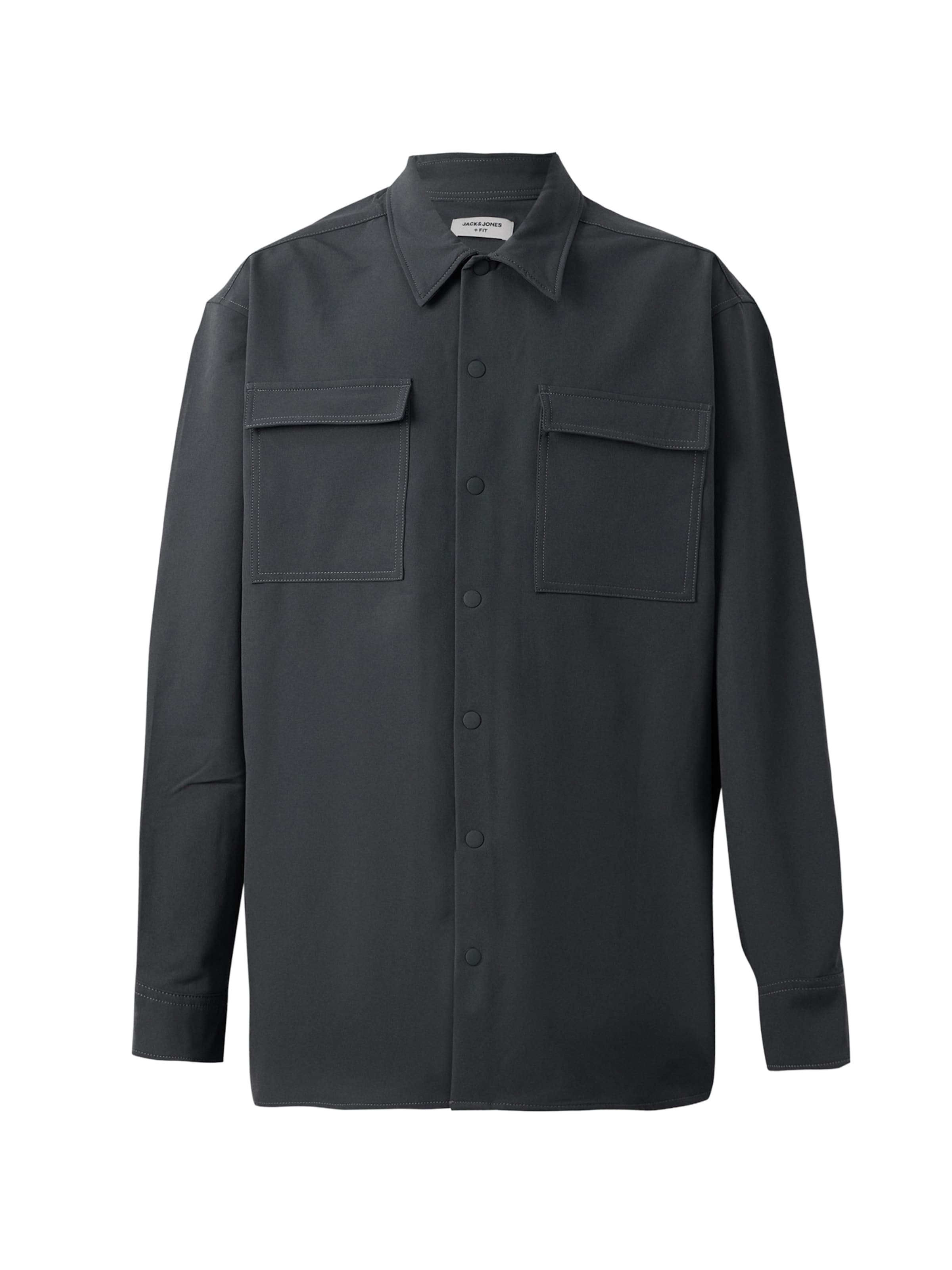 Jack & Jones Plus Comfort Fit Πουκάμισο 'JCOPOINT' σε μαύρο: μπροστά