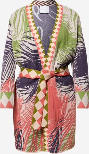 DELICATELOVE Cardigan 'Ida' en bleu / vert / rose / blanc, Vue avec produit