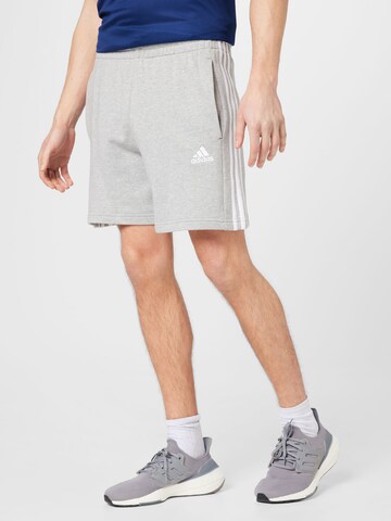 ADIDAS SPORTSWEAR Regular Workout Pants 'Essentials French Terry' in Grey: front