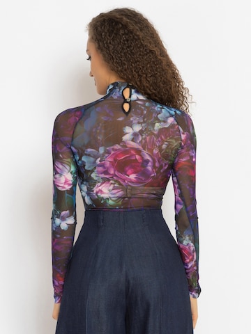 JIORO Blouse body 'PEONIES' in Gemengde kleuren