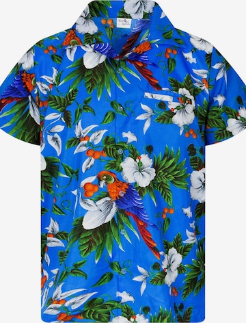 King Kameha Shirt 'Cherryparrot' in Blau: Vorderseite