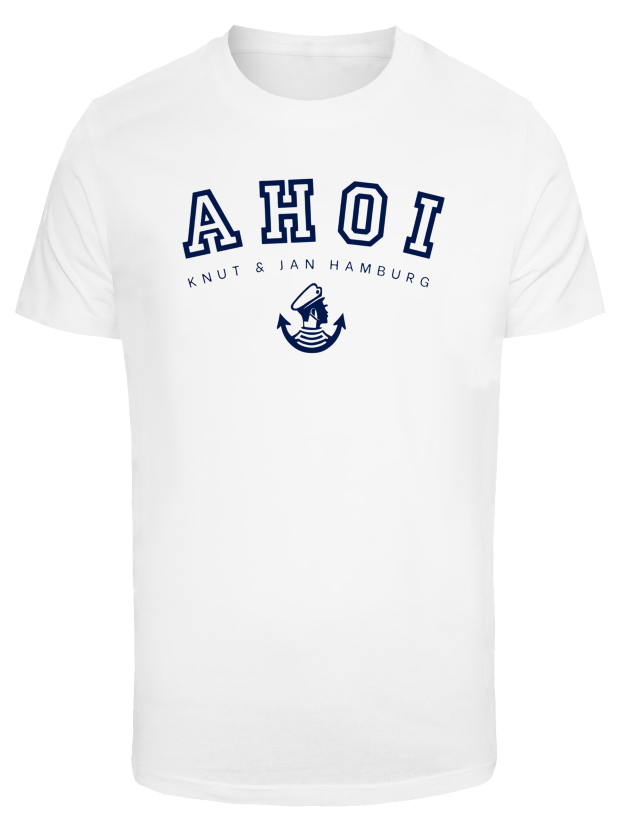 F4NT4STIC Shirt 'Ahoi Knut & Jan Hamburg' in Wit: voorkant