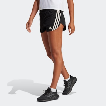 ADIDAS PERFORMANCE Regular Workout Pants 'Run Icons 3-Stripes Low Carbon' in Black: front