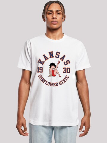 T-Shirt 'Betty Boop Kansas Sunflower State' F4NT4STIC en blanc : devant