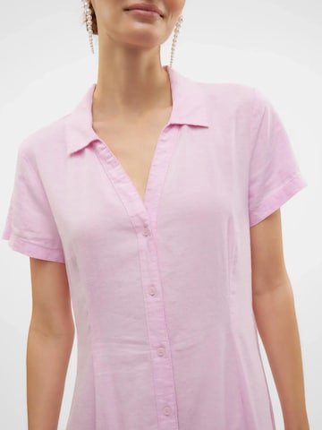 VERO MODA Jurk 'VERO MODA - VMLINN SS 7/8 VOLUME DRESS WVN - Dames - Maxi jurken' in Roze