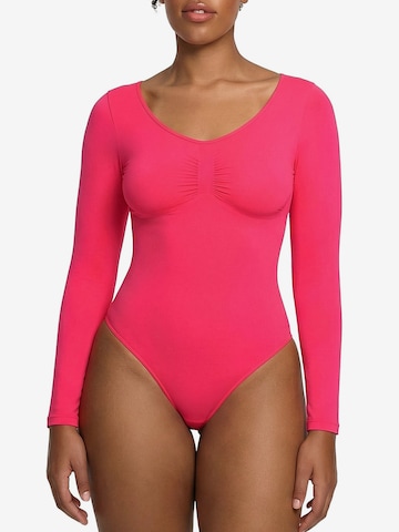 cfab Shaping bodysuit 'Bodysuit Sculpting Shapewear Longsleeve mit String' in Pink: front