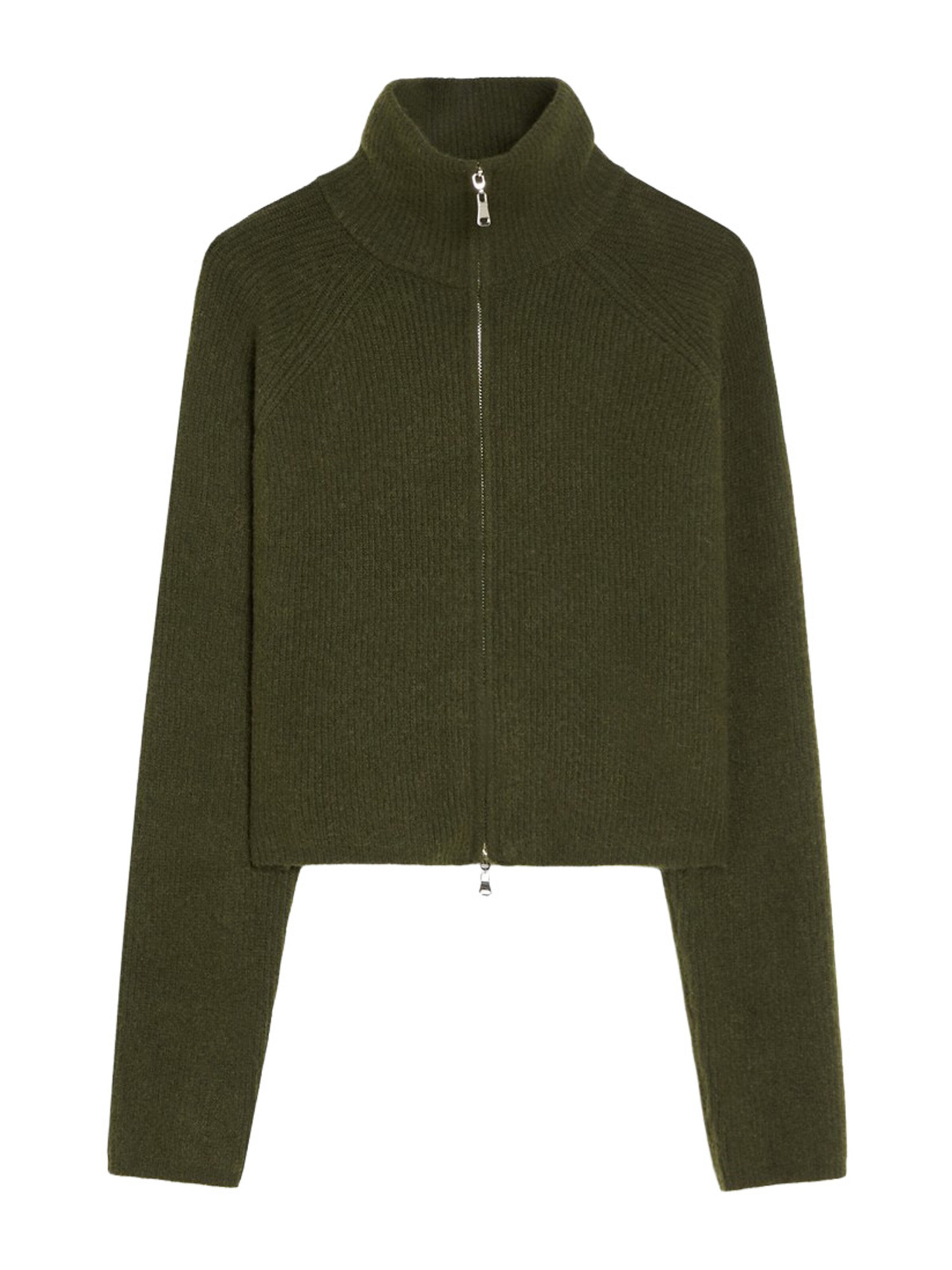 Bershka Knit cardigan in Green: front